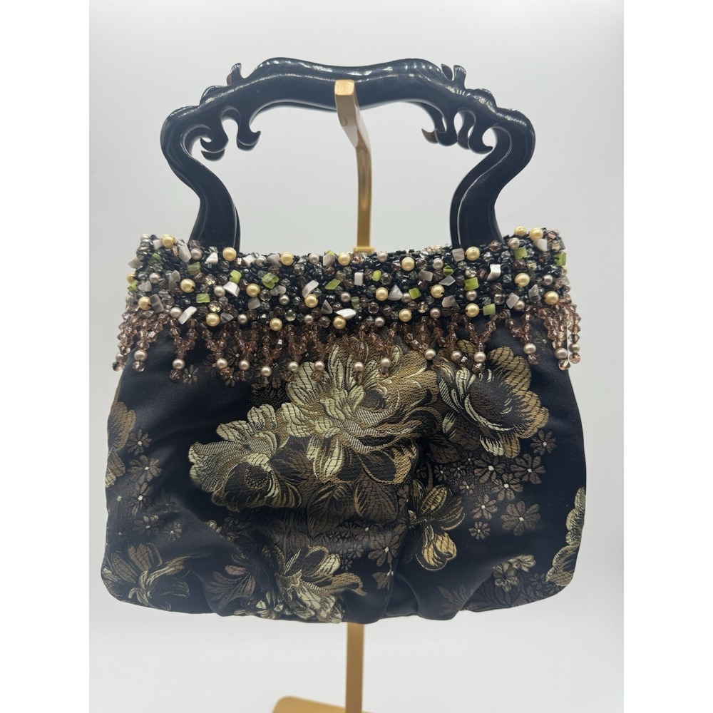 Ipa-Nima Hanoi Made Embellished Beaded Floral Top Handle Bag‎